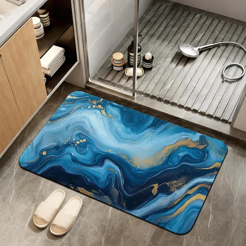 Miniatura 14 de Tapete de baño antideslizante, decoración de baño con purpurina bendita, tapete de baño plateado de diatomeas de secado rápido, absorbente, alfombra