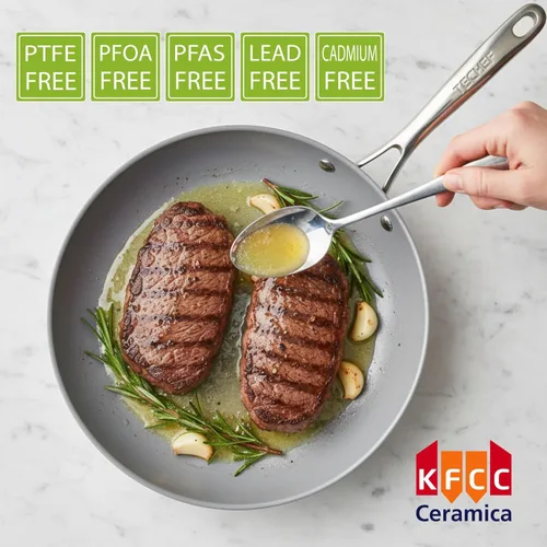 Miniatura 4 de TECHEF - CeraTerra - Sartén antiadherente de cerámica (sin PTFE, PFAS ni PFOA), apta para lavavajillas, mango de acero inoxidable, lista