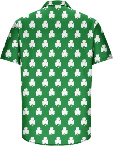 Miniatura 5 de St.Patrick's Day Tee Shirts for Men Shamrock Printed Lapel Blouse T-Shirts Short Sleeve Graphic Tshirt Tops Funny