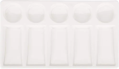 VanEnjoy 10 Wells - Paleta de pintura rectangular blanca para artista, paleta de acuarela de porcelana, bandeja de mezcla de cerámica para pintura