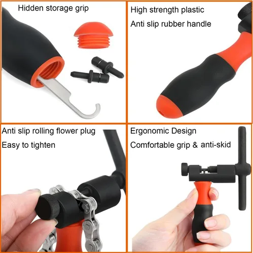 Miniatura 6 de Rompacadenas de bicicleta, herramienta de reparación de cadena, cortador divisor de cadena universal con gancho de cadena para desmontar cadena de 1