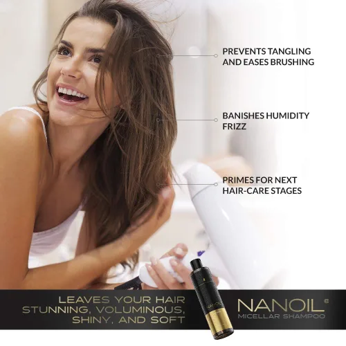 Miniatura 5 de NANOIL Champú Micelar Argán 10.1 fl oz - Champú Micelar Rico en Aceite de Argán, Protección y Suavidad, Efecto Fortalecedor, Condición Perfecta