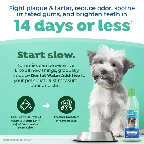 Miniatura 3 de TropiClean Fresh Breath Advanced Whitening - Aditivo blanqueador de agua para perros, solución de máxima potencia para limpieza de dientes de perro