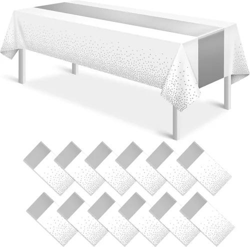 Miniatura 48 de MASHAN 1 mantel negro y azul para decoración de fiesta, mantel de plástico negro impreso azul, funda rectangular desechable para cumpleaños, boda