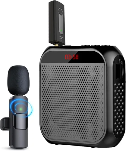Amplificador de voz con micrófono inalámbrico de solapa, micrófono personal para profesores para aula, megáfono portátil, sistema de auriculares con
