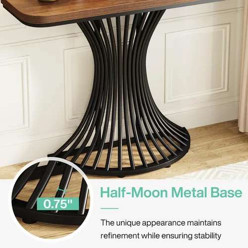 Miniatura 6 de Tribesigns Mesa de consola, mesa de entrada industrial con base geométrica de metal, mesa decorativa de sofá pequeño de 39 pulgadas para entrada
