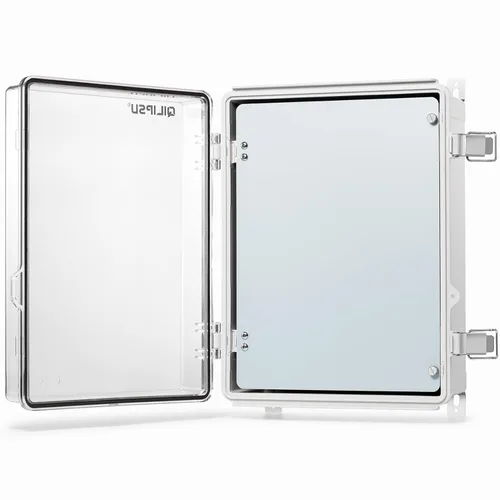 Miniatura 22 de QILIPSU - Caja de conexiones de acero inoxidable con tapa, bisagras y placa de montaje, universal, impermeable IP67, plástico ABS, gris, recinto