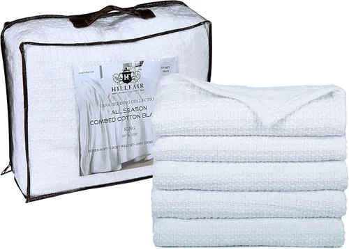 Miniatura 10 de HILLFAIR Manta 100% algodón peinado, manta de cama Twin XL, suave, acogedora, cálida, mantas multipropósito para decoración del hogar de lujo, 66 x