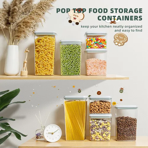 Miniatura 31 de Recipientes Herméticos Pop Apilables - Paquete de 2 Recipientes de Almacenamiento de Cereales con Tapas Herméticas, Recipientes Pop Up a Prueba