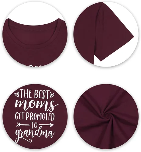 Miniatura 4 de Camiseta de manga corta para mujer, con texto en inglés "Get Promoted to Grandum", camiseta casual de regalo para abuelas