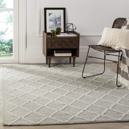 Miniatura 9 de SAFAVIEH Colección Natura - Alfombra decorativa de 2 x 3 pies, gris, hecha a mano de lana y viscosa, ideal para áreas de alto tráfico en entrada