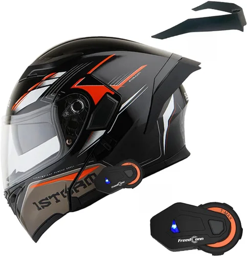 Miniatura 17 de 1Storm Casco modular de cara completa para motocicleta con doble visera abatible, protector solar: HB89