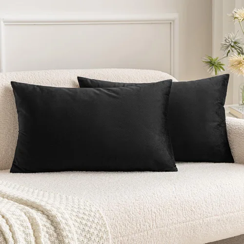 Miniatura 49 de MIULEE Fundas de almohada de terciopelo de 22 x 22 pulgadas, paquete de 2 unidades, color negro, fundas de cojín cuadradas decorativas súper suaves