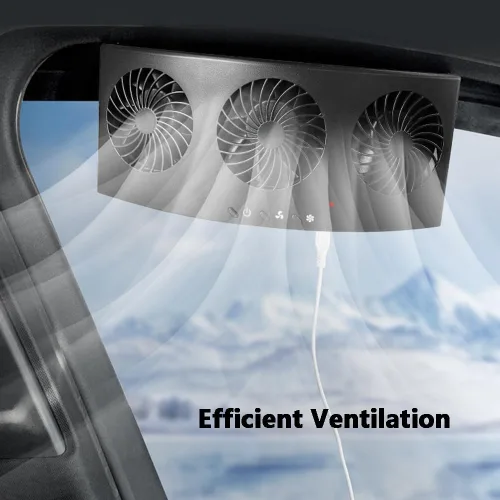 Miniatura 5 de Riloer Ventilador de escape eléctrico para automóvil con 3 salidas de aire, ventilador de refrigeración para radiador de automóvil de montaje