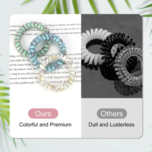 Miniatura 3 de JessLab Lazos en espiral para el cabello para damas, paquete de 10 bandas elásticas de bobina de plástico, accesorio sin daños para mujeres y niños