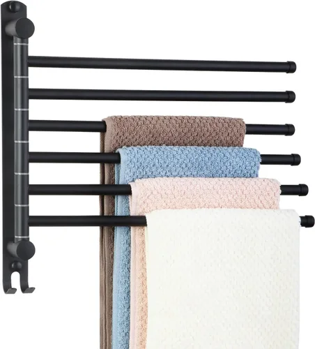 Miniatura 11 de JSVER - Toallero giratorio de 4 brazos para baño, toallero montado en la pared, de acero inoxidable SUS304, ahorrador de espacio, toalleros