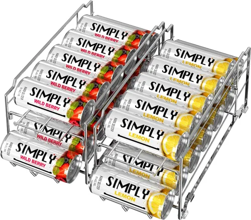 Miniatura 11 de Simple Houseware Dispensador para latas de bebida, de carga frontal, apilable, cromo, paquete de 2