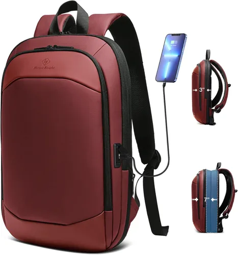 Miniatura 13 de hk Mochila de negocios para hombres de 15.6 pulgadas, delgada y expandible, impermeable, mochila de viaje para laptop, bolsa de trabajo ligera