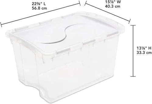 Miniatura 2 de Sterilite Paquete de 12 cajas de almacenamiento con tapa con bisagras, contenedores organizadores apilables, 4 cuartos de galón, transparente