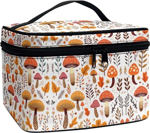 Miniatura 47 de Flashideas Bolsa de maquillaje para cosméticos Almacenamiento vertical Bolsa de maquillaje de viaje de gran capacidad, Caballo Azteca 1