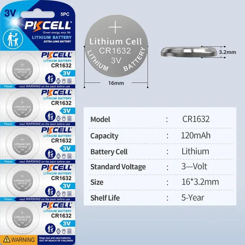 Miniatura 2 de PKCELL CR 1632 Batería de litio 3V CR1632 Batería (5 unidades (paquete de 1))