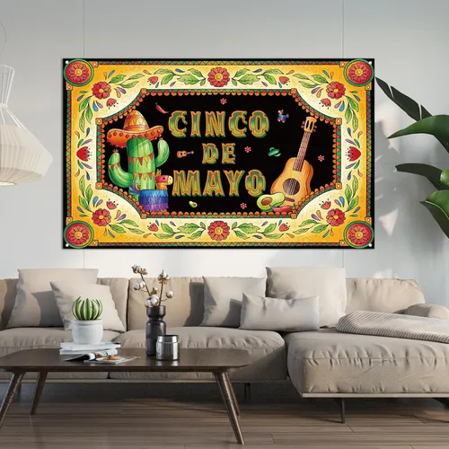 Miniatura 6 de Telón de fondo del Cinco de Mayo para fotografía, cartel mexicano, fiesta, recuerdos de fiesta de Cinco de Mayo, decoraciones y suministros