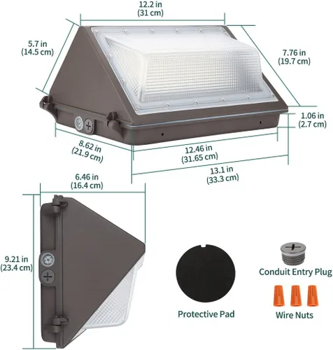Miniatura 4 de Kadision Paquete de pared LED de 100 W con fotocélula del atardecer al amanecer, 13000 lm (equivalente a 350 W MH) 5000 K 100-277 V, paquete