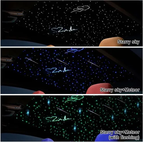 Miniatura 7 de Kit de luz de doble puerto 32W Twinkle Meteor 2 en 1 Starlight Headliner con 1200 piezas de cable de fibra óptica de 9.8 pies RGBW fuente de luz