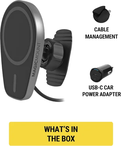 Miniatura 5 de Scosche MPQMD-SP MagicMount Charge Pro Qi2 Cargador de montaje en coche MagSafe de carga inalámbrica rápida, soporte magnético de teléfono celular