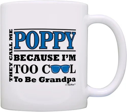 Miniatura 8 de ThisWear Regalo del Día del Padre para Pop-Pop Too Cool to Be a Grandpa Gafas de sol Regalo 11oz Taza de café de cerámica con asa 11oz - Pop-Pop