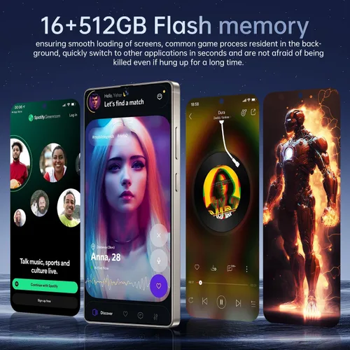 Miniatura 5 de BDWJW I25 Ultra Smartphone 16GB+512GB Android 14 Smartphone, pantalla FHD+ de 6.99", batería de 7000mAh, cámara dual de 108MP+68MP, lápiz óptico