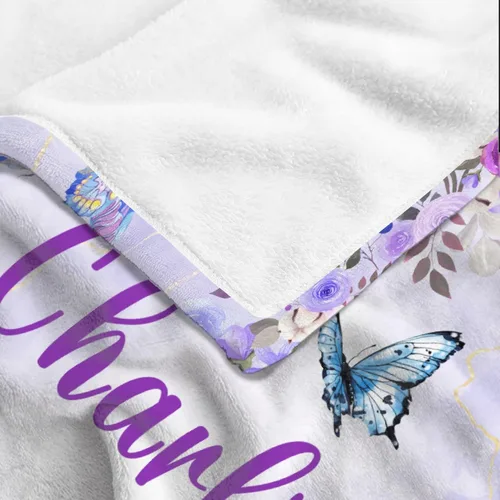 Miniatura 7 de Manta personalizada de franela de vellón de mariposa para bebé, manta de regalo personalizada con nombre, manta ligera y suave, bonita manta