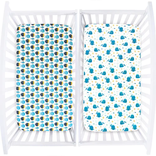 Miniatura 2 de Sábanas ajustadas para cuna, paquete de 2 sábanas para cuna estándar, sábanas para bebés niños y niñas