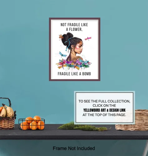 Miniatura 7 de African American Decor - African American Gifts for Women - Black Girl Wall Art - Not Fragile Like A Flower - Motivation Inspiration Wall Art &