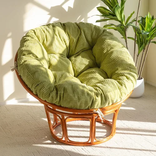 Miniatura 14 de HIGOGOGO Cojín para silla Papasan con funda de corduroy (sin silla), cojín de apoyo de 48 x 48 pulgadas, cojín para silla acolchado, beige