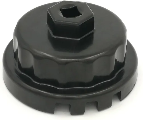 Llave de taza de aluminio LIAMTU para quitar tapas de filtro de aceite Toyota, 64mm de flauta, Compatible con motores de 2.5L a 5.7L, Negro