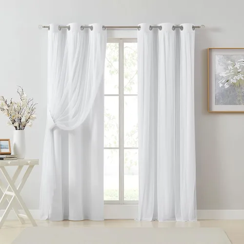 Miniatura 20 de Bujasso- 2 cortinas 80% blackout azul cielo c/capa superpuesta traslúcida, doble capa térmica y aislante p/mezclar y combinar, parte superior