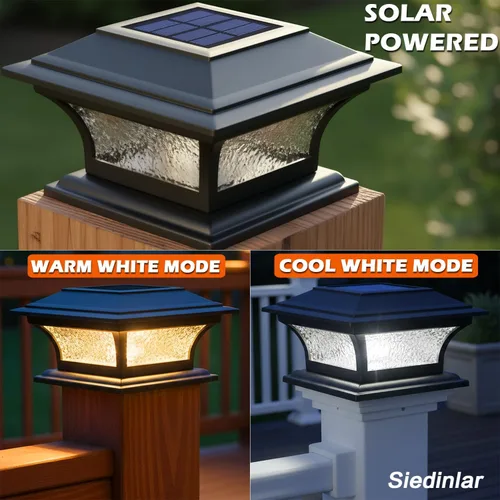 Miniatura 2 de SIEDiNLAR Luces solares de poste de vidrio para exteriores, luz LED para cerca, 2 modos para postes de 4 x 4, 5 x 5, 6 x 6 pulgadas, decoración