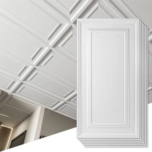 Miniatura 12 de Art3d Azulejos de techo colgantes de 24 x 48 pulgadas, color negro (paquete de 12, 96 pies cuadrados), paneles de revestimiento 3D que se pegan 2 x