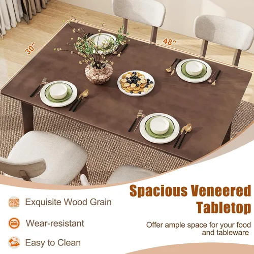 Miniatura 4 de Giantex Mesa de comedor para 4, mesa de cocina rectangular de madera de 48 pulgadas con patas de madera de goma maciza, mesa de comedor moderna