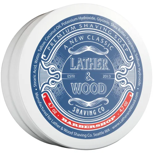 Jabón de afeitar Lather & Wood - Peluquería - Simplemente la mejor crema de afeitar de lujo - Sebo - Espuma densa con olor fantástico para la mejor