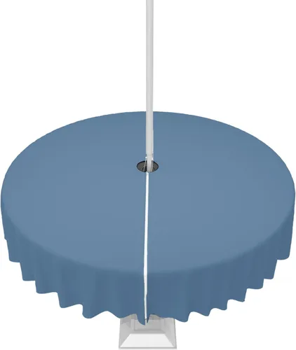 Miniatura 60 de QueenKer Mantel de exterior verde oliva con agujero para sombrilla y cremallera, mantel de color sólido para mesas cuadradas, colección de mesa
