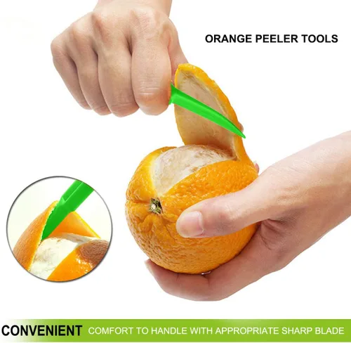Miniatura 2 de Cortador de cáscara de cítricos de naranja, cortador de frutas de plástico, removedor de abridor de limón, herramientas de frutas y verduras, Verde