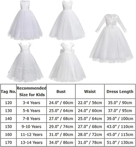 Miniatura 7 de IDOPIP Vestidos blancos de primera comunión para niñas, vestido largo de tul para boda, dama de honor, concurso, cumpleaños, bautizo, fiesta