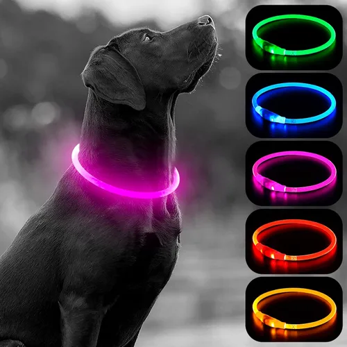 Miniatura 14 de Collar de perro LED Higo - Collares de perro con luz recargable por USB, collar LED para perros con flash DIY para paseos nocturnos de tus perros