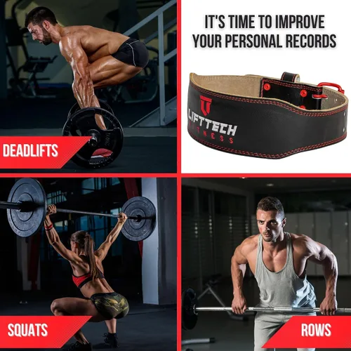 Miniatura 4 de Lift Tech Fitness Cinturón de levantamiento de pesas acolchado de 4 pulgadas, cinturón de entrenamiento de cuero para hombres y mujeres, cinturón