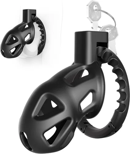 Uoffile Dispositivos de jaula de castidad masculina, jaula ligera de castidad con 8 anillos ajustables para el pene y bloqueo invisible, equipo y