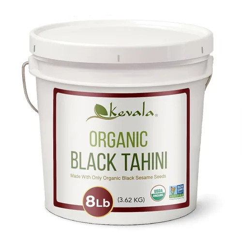Kevala Tahini negro orgánico – Pasta de sésamo negro sin gluten para alimentos dulces y salados, ideal para mezclar con una pasta de miso, tamaño a