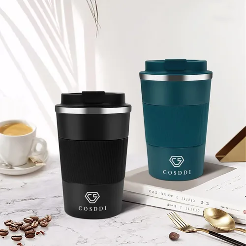 Miniatura 2 de CS COSDDI - Vaso térmico de acero inoxidable de 12 onzas con aislamiento al vacío, taza de viaje de café a prueba de derrames con tapa
