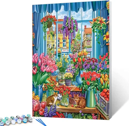 Miniatura 18 de Pintura de especias y hierbas, kit de pintura de cilantro y salvia por números, 16 x 20 pulgadas, lienzo de cocina para bricolaje, aceite vegetal